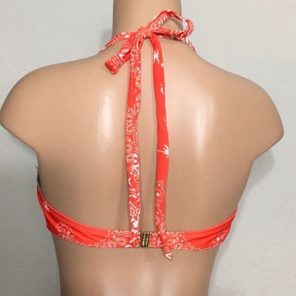 WILDFOX orange bandana print bikini top. NWT - Picture 4 of 10